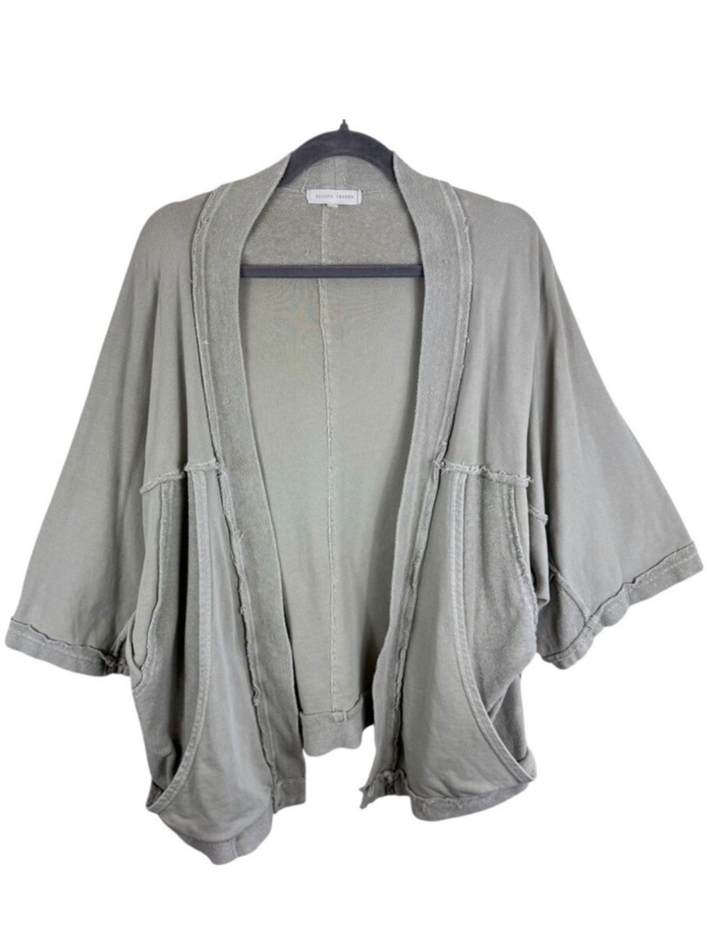 Gilded Intent Tan Terry Cloth Open Slouchy Oversized Relaxed Sleeve Sweatshirt M